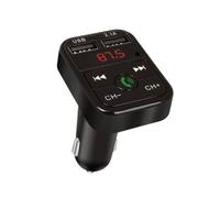 Levemolo Cargador USB Dual para Coche Negro Reproductor Mp3 y Pantalla de Voltaje, Soporte para FM y Entrada DC 12-24v, Salida 5v/2.1a 1a