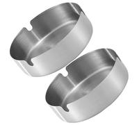 Levemolo Ceniceros de Metal Redondos Pequeños 2 Piezas, Cenicero de Acero Inoxidable 8 Cm Grueso, Resistente a Caídas para Interior y Exterior, Adecuado para Hogar, Hotel, Restaurante