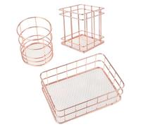 Levemolo Cestas de Almacenamiento de Acero Inoxidable en Juego de 3 Organizador Tallado a Hueco , Formas Redonda y Cuadrada para Baño y Dormitorio
