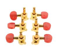 Levemolo Clavijas de Afinación para Guitarra Acústica Folk 6 Piezas Cabezal Ovalado Rojo Perla Diseño Completamente Cerrado Dorado Herramienta para Enrollar Cuerdas Compatibles para