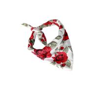 Levemolo Collar Triangular para Perros y Gatos Diseño de Rosas Rojas Babero de Algodón Blanco 25-48 CM para San Valentín Accesorio Decorativo y Protección contra Saliva