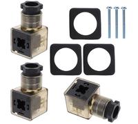 Levemolo Conector Din 43650a con Indicador Led, Caja de Conexiones Eléctrica para Válvulas Solenoides, 3 Clavijas, Color Marrón, Compatible con Bobinas Ac 60-240v, Pack de 3 Unidades