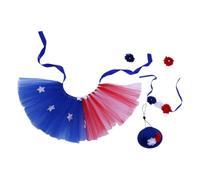 Levemolo Conjunto De Disfraces Patrióticos para Mascotas con Falda Tutú De Malla Gorro Y Pulsera Ideal para Perros Pequeños En Día De La Independencia De Estados Unidos