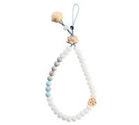 Levemolo Cordón para Teléfono Móvil de Material Sintético Blanco Estilo Chino Cuentas Coloridas Decorativo y Fácil de Instalar, Muñeca