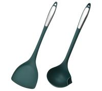 Levemolo Juego de Utensilios de Cocina Espátula y Cucharón de Silicona y Acero Inoxidable Antiadherente Resistentes al Calor para Uso Seguro y Cómodo en Freidora