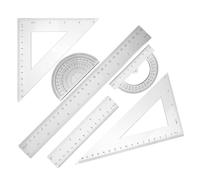 Levemolo Juego Escuadra Cartabón Regla y Transportador para Kit de Matemáticas Material PS Ligero y Resistente Adecuado para Decoracion Colegio y Dibujo Escolar