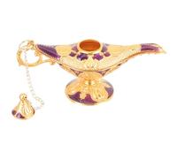 Levemolo Lámpara De Aceite Decorativa Vintage Tipo Lámpara Aladino Púrpura Tallada para Dormitorio Fiesta Retro Hogar Adornos Elegante Compacta