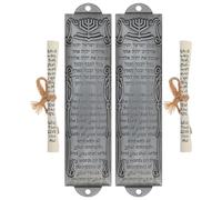 Levemolo Mezuzá de Metal Retro 132 Mm 2 Piezas con Símbolos Judíos Grabados, Decoración Religiosa para Puerta de Casa, Mezuzá Católica para Protección y Ambiente Espiritual