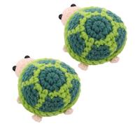 Levemolo Muñeca de Tortuga Tejida a Mano Juguete Positivo de Ganchillo Verde Adorno Compacto para Escritorio y Coche Set de 2 Piezas Obsequio Emocional y Decorativo