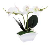 Levemolo Planta Artificial Orquídea Blanca en Maceta Compacta para Adorno de Escritorio y Decoración de Baño Simulación de Bonsái para Hogar