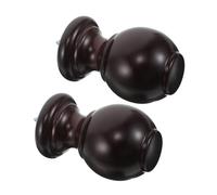 Levemolo Remates de Madera Pack de 2 Piezas de 29 Mm para Barras de Cortina Color Café, Diseño Elegante y Forma Lisa para Interior en Dormitorio
