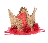 Levemolo Sombrero de Cumpleaños en Forma de Tiara de Fieltro Rojo para, Decoración Fácil de Usar para Primer Cumpleaños y Sesión de Fotos, Diseño Único y Delicado