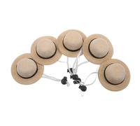 Levemolo Sombreros para Mascotas 5 Unidades, Mini Sombrero de Paja Ajustable para Perros Pequeños y Gallinas, con Cuerda Elástica Bloqueable, Negro, Verano, Accesorios para Sombra