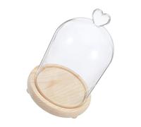 Levemolo Terrario Cúpula de Cristal en Forma de Corazón, Base de Madera y Luz LED Cálida para Exhibición y Protección de Figuras y Plantas Pequeñas en Interiores