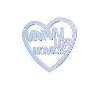 LEVEN Figura Corazón -Vivan los Novios- de Goma EVA para Fiestas (1cm de Grosor) - Dibujos Simbolos Boda con Purpurina para Eventos - Figuras Brillantes Amor DYI (Plata Purpurina)