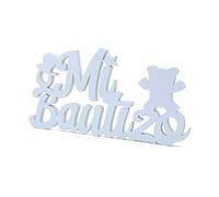 LEVEN Figura MI BAUTIZO OSO de Goma EVA para Fiestas Chicas, Chicos (1cm de Grosor) - Dibujos Simbolos Temática Religión con Purpurina para Eventos, Cumpleaños - Figuras Brillantes DYI (Blanco P, S)