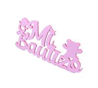LEVEN Figura MI BAUTIZO OSO de Goma EVA para Fiestas Chicas, Chicos (1cm de Grosor) - Dibujos Simbolos Temática Religión con Purpurina para Eventos, Cumpleaños - Figuras Brillantes DYI (Rosa, S)
