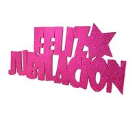 LEVEN Letras Feliz Jubilación de Goma EVA para Fiestas (1cm de Grosor) - Figuras Grandes Celebraciones con Purpurina para Fiestas Eventos - Figuras Brillantes DYI (Fucsia Purpurina)
