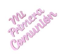 Leven Letras MI Primera COMUNIÓN de Goma EVA para Fiestas (1cm de Grosor) - Letras Grandes Infantiles con Purpurina para Comunión Eventos - Figuras Brillantes DIY (Rosa Separado, Unico)