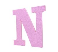 LEVEN Letras Números Símbolos Decorativos para Manualidades de Goma EVA (15cm Altura - 1cm Grosor) - Figuras Grandes Infantiles con Purpurina para Cumpleaños Bodas - N - ROSA PURPURINA