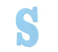 LEVEN Letras Números Símbolos Decorativos para Manualidades de Goma EVA (15cm Altura - 1cm Grosor) - Figuras Grandes Infantiles con Purpurina para Cumpleaños Bodas - S - CELESTE PURPURINA