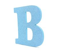 LEVEN Letras Números Símbolos Decorativos para Manualidades de Goma EVA (15cm Altura - 1cm Grosor) - Figuras Grandes Infantiles con Purpurina para Cumpleaños Bodas - B - CELESTE PURPURINA