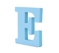 LEVEN Letras Números Símbolos Decorativos para Manualidades de Goma EVA (7,5cm Altura - 1cm Grosor) - Figuras Grandes Infantiles con Purpurina para Cumpleaños Bodas - E - CELESTE