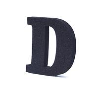 LEVEN Letras Números Símbolos Decorativos para Manualidades de Goma EVA (7,5cm Altura - 1cm Grosor) - Figuras Grandes Infantiles con Purpurina para Cumpleaños Bodas - D - NEGRO PURPURINA