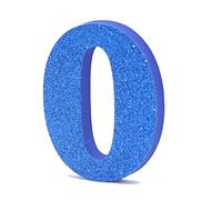 LEVEN Letras Números Símbolos Decorativos para Manualidades de Goma EVA (7,5cm Altura - 1cm Grosor) - Figuras Grandes Infantiles con Purpurina para Cumpleaños Bodas - 0 - AZUL PURPURINA