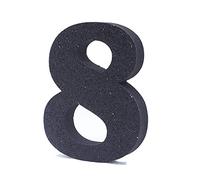 LEVEN Letras Números Símbolos Decorativos para Manualidades de Goma EVA (7,5cm Altura - 1cm Grosor) - Figuras Grandes Infantiles con Purpurina para Cumpleaños Bodas - 8 - NEGRO PURPURINA
