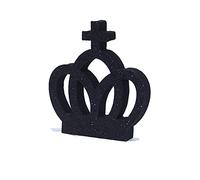 LEVEN Letras Números Símbolos Decorativos para Manualidades de Goma EVA (7,5cm Altura - 1cm Grosor) - Figuras Grandes Infantiles con Purpurina para Cumpleaños Bodas - CORONA - NEGRO PURPURINA