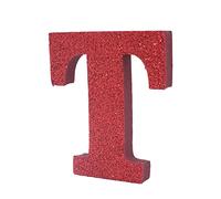 LEVEN Letras Números Símbolos Decorativos para Manualidades de Goma EVA (7,5cm Altura - 1cm Grosor) - Figuras Grandes Infantiles con Purpurina para Cumpleaños Bodas - T - ROJO PURPURINA