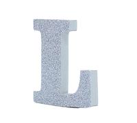 LEVEN Letras Números Símbolos Decorativos para Manualidades de Goma EVA (7,5cm Altura - 1cm Grosor) - Figuras Grandes Infantiles con Purpurina para Cumpleaños Bodas - L - PLATA PURPURINA