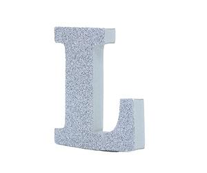 LEVEN Letras Números Símbolos Decorativos para Manualidades de Goma EVA (7,5cm Altura - 1cm Grosor) - Figuras Grandes Infantiles con Purpurina para Cumpleaños Bodas - L - PLATA PURPURINA