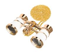 Levenhuk Broadway 325B 3x25 Gafas de Ópera - Prismáticos de Teatro y Conciertos, Clásicos, Compactos y Ligeras para Mujer, con Elegante Cadena de Metal, Color Blanco