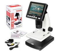 Levenhuk DTX 500 LCD Microscopio Digital Portátil, Pantalla 3,5" | Zoom de 20x-500x, Cámara/Vídeo, 8 LED, Conexión USB, Compatible con PC, Windows y macOS, para Adultos y Niños