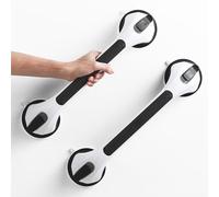 LEVERLOC Agarraderas Baño para Mayores 2 Pack, 43 CM Asidero Ducha de Succión, MAX Hold 110 KG Agarrador Ducha Personas Mayores, Agarre de Seguridad, Barra Baño sin Taladrar y Pasamanos, Nergo