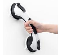 LEVERLOC Agarraderas Baño para Mayores, 31 CM Asidero Ducha de Succión, MAX Hold 110 KG Agarrador Ducha Personas Mayores, Agarre de Seguridad, Barra Baño sin Taladrar y Pasamanos Extraíble, Nergo