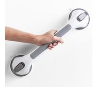 LEVERLOC Agarraderas Baño para Mayores, 43 CM Asidero Ducha de Succión, MAX Hold 110 KG Agarrador Ducha Personas Mayores, Agarre de Seguridad, Barra Baño sin Taladrar y Pasamanos Extraíble, Gris