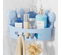 LEVERLOC Estante de ducha esquinero con ventosa sin taladrar, organizador de ducha, ventosas, soporte de gel de ducha, extraíble, capacidad de carga de 10 kg, resistente al agua, estante de baño con