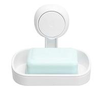 LEVERLOC Jabonera Baño, Capacidad Máxima 3 KG, Jabonera de Succión para Baño, Bañera, Montado en Pared, Sin Taladro, Soporte de Succión Jabón, Vaso de Succión para Esponja de Lavabo, Blanco