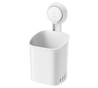 LEVERLOC Portacepillos de Dientes de Pared, Capacidad Máxima 5 KG, Organizador de Afeitadoras de Ducha, Portapasta de Dientes de Ventosa para Baño, Sin Taladrar, Blanco en Plástico