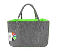 LEVIATAN - Bolsa de fieltro grande de 30 litros, cesta de la compra plegable, para leña, ropa, juguetes, color gris oscuro/lima