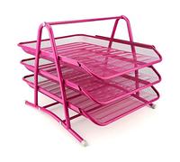 Leviatan Compartimentos de Almacenamiento de Metal | Organizador de Escritorio | Cajones para Documentos | A4 | Malla Organizadora | Sistema de Organización de Cajones de Oficina | Rosa