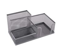 Leviatan - D.RECT Desk Organiser with Pen Holder and Memo Holder Metal Mesh 205 x 103 x 98 mm Silver