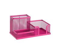Leviatan Desk Organiser Office Tray with Pen Holder and Memo Holder Metal Mesh 205 x 103 x 98 mm Pink