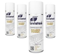 LEVIATAN GOLDEN POWER Aire Comprimido 4×400 ml - Pack de Limpiadores de Polvo para Electrónica, PC, Teclados y Cámaras - Limpieza Profunda y Precisa