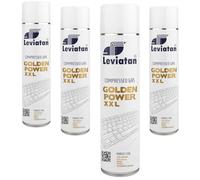 LEVIATAN GOLDEN POWER Aire Comprimido 4×600 ml - Pack de Limpiadores de Polvo para Electrónica, PC, Teclados y Cámaras - Limpieza Profunda y Precisa