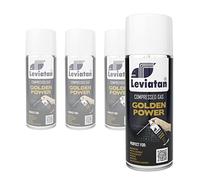 LEVIATAN Golden Power Juego de 4 Aerosoles de Aire Comprimido | 400 ml | para la Limpieza de Teclado, Ordenador, Cámara, Teléfono Móvil