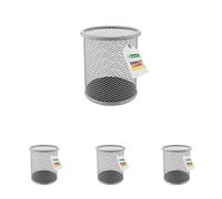Leviatan Metal Pen Holder Round Wire Metal Mesh Multifunctional Cup for Ballpoint Pen Diameter 91 mm Ash Grey (Paquete de 4)